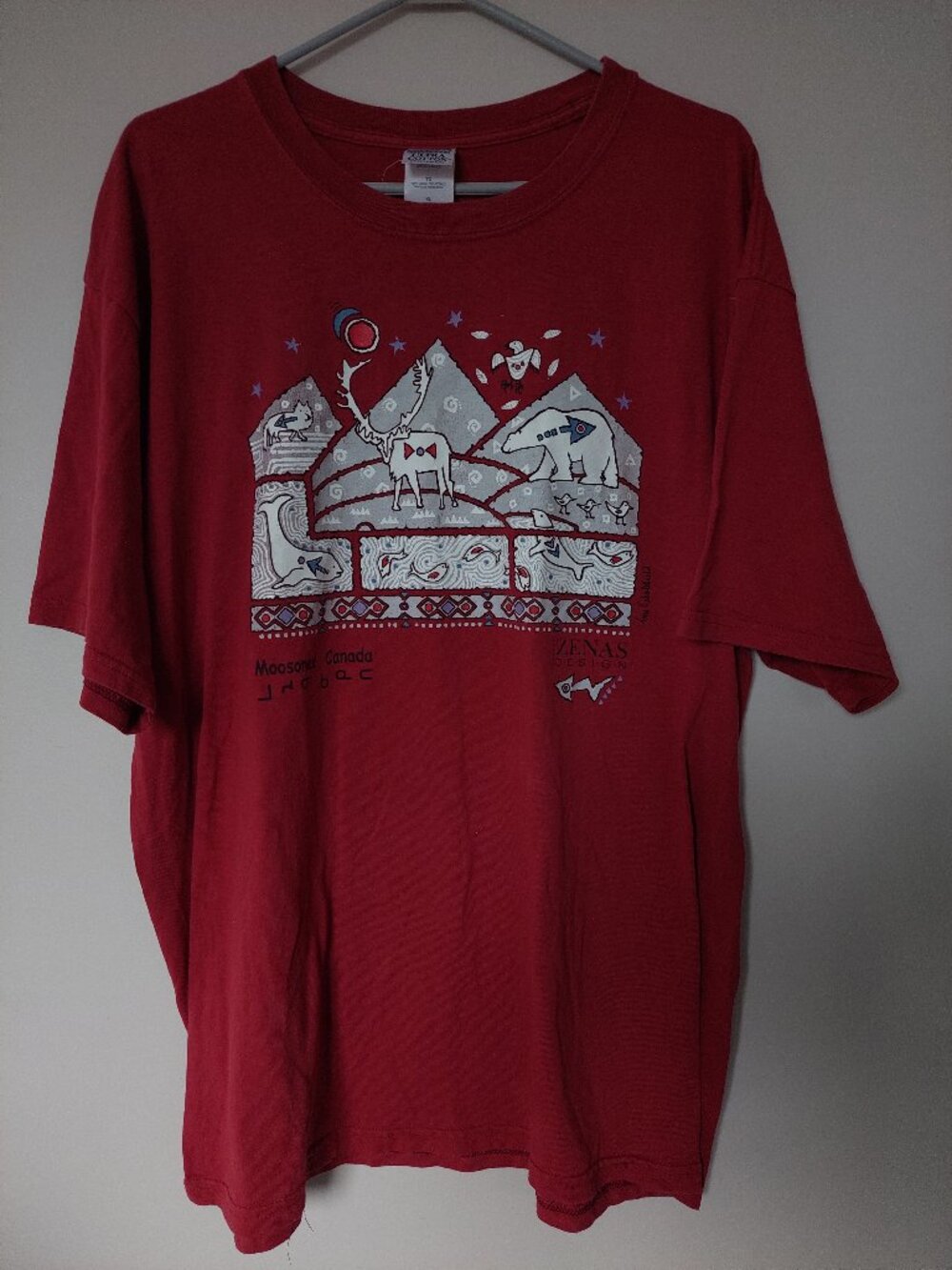 Zenas Design Men's XL T-shirt "Moosonee, Canada" Graphic Cotton Vintage 80 90's